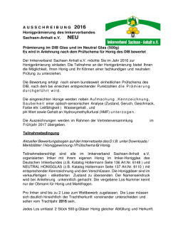 Honigpraemierung Ausschreibung 22.07.2016