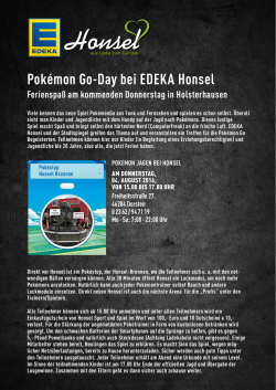 Pokémon Go-Day bei EDEKA Honsel Ferienspaß am kommenden