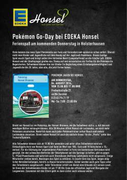 Pokémon Go-Day bei EDEKA Honsel Ferienspaß am kommenden