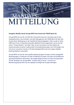Hengeler Mueller berät Groupe BPCE bei Erwerb der FIDOR Bank AG
