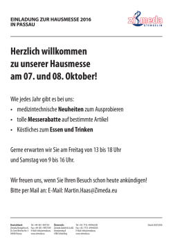 Herzlich willkommen zu unserer Hausmesse am 07. und 08. Oktober!