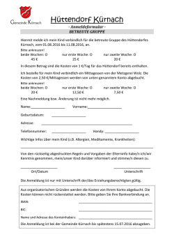 H&uuml;ttendorf - Anmeldeformular betreute Gruppe