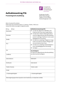 Aufnahmeantrag PiA - Fachschule Herbrechtingen
