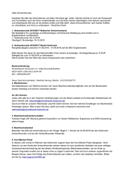Hallo Schachfreunde, beachten Sie bitte die Informationen und