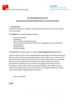 Informationsblatt zur Bachelorarbeit BW-H