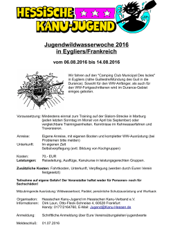 Jugendwildwasserwoche 2016 in Eygliers/Frankreich