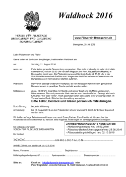 Einladung Waldhock - Pilzverein Bremgarten