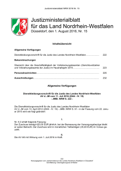 Justizministerialblatt für das Land Nordrhein-Westfalen - NRW