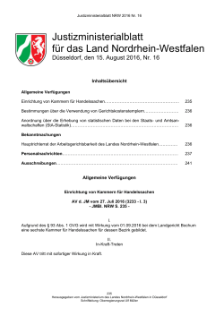 Justizministerialblatt für das Land Nordrhein-Westfalen - NRW