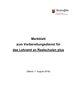 Merkblatt Vorbereitungsdienst Lehramt an Realschulen plus