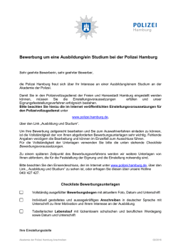 Bewerbung um eine Ausbildung/ein Studium bei der Polizei Hamburg