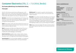 Consumer Electronics (IFA, 2. – 7.9.2016, Berlin)