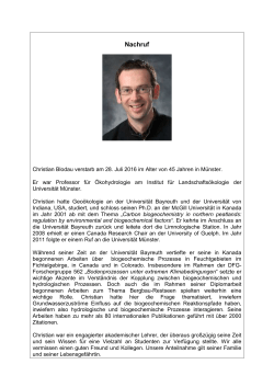 Ein Nachruf - BayCEER - Universit&auml;t Bayreuth