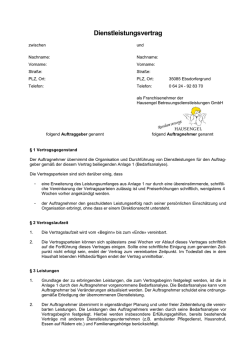 Hausengel Dienstleistungsvertrag Franchisenehmer