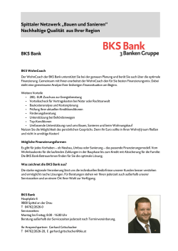 BKS Bank Spittaler Netzwerk „Bauen und Sanieren“ Nachhaltige