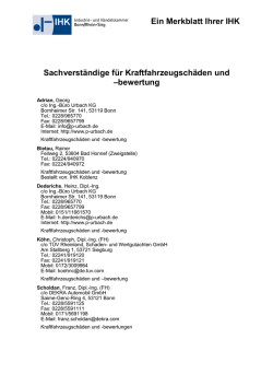 Sachverständige für Kraftfahrzeugschäden und –bewertung Ein