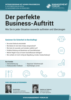Der perfekte Business-Auftritt - Management Forum Starnberg GmbH