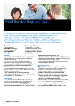 Field Service Engineer (w/m)
