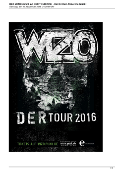 DER WIZO kommt auf DER TOUR 2016! - Hol Dir Dein Ticket