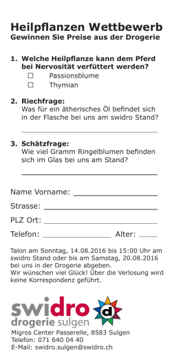 Heilpflanzen Wettbewerb - swidro drogerie sulgen