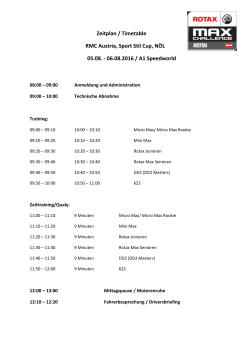 Zeitplan / Timetable RMC Austria, Sport Stil Cup, NÖL 05.08.