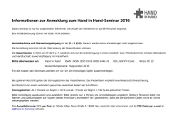 Informationen zur Anmeldung zum Hand in Hand