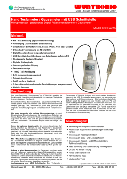 Hand Teslameter / Gaussmeter mit USB Schnittstelle