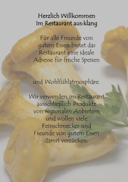 Herzlich Willkommen Im Restaurant aus:klang F&uuml;r alle Freunde von
