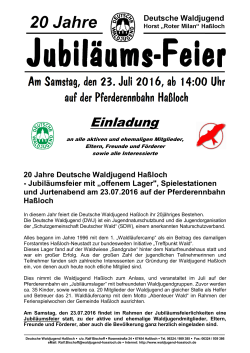 am 23.07.2016, ab 14:00 Uhr - Deutsche Waldjugend Hassloch