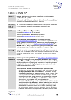 Eignungspr&uuml;fung, Vorbereitungskurse, Zeitplan