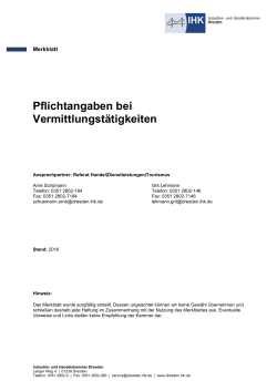 Pflichtangaben bei Vermittlungstätigkeiten - IHK Dresden