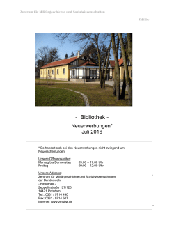 Juli 2016 - Zentrum f&uuml;r Milit&auml;rgeschichte und Sozialwissenschaft der