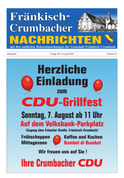 Jahrgang 39 Freitag, den 5. August 2016 Nummer 31
