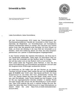 Informationen zu den Tutorien - Rechtswissenschaftliche Fakult&auml;t