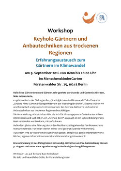 Workshop Keyhole-Gärtnern und Anbautechniken aus trockenen