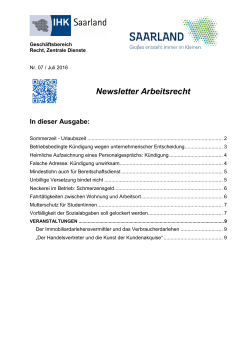 Newsletter Arbeitsrecht - IHK Saarland