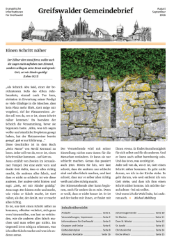 August/September 2016 - Greifswalder Gemeindebrief