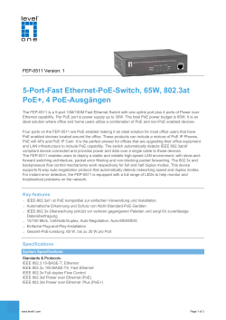 5-Port-Fast Ethernet-PoE-Switch, 65W, 802.3at PoE+, 4 PoE