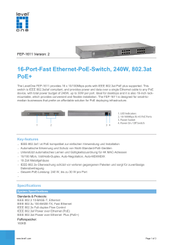 16-Port-Fast Ethernet-PoE-Switch, 240W, 802.3at PoE+
