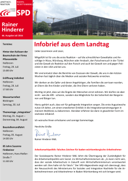 66. Infobrief Rainer Hinderer - Herzlich Willkommen bei der SPD in