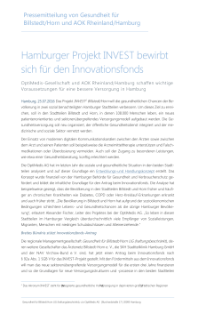 Hamburger Projekt INVEST bewirbt sich für den Innovationsfonds