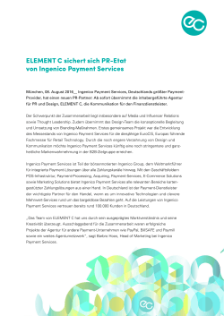 ELEMENT C sichert sich PR-Etat von Ingenico Payment Services