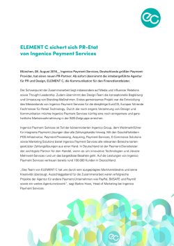 ELEMENT C sichert sich PR-Etat von Ingenico Payment Services