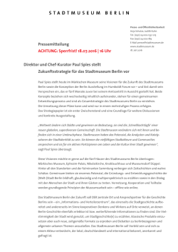 Pressemitteilung: Zukunftsstrategie für das Stadtmuseum Berlin
