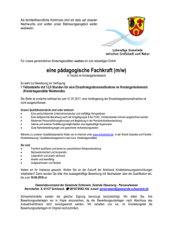 eine p&auml;dagogische Fachkraft (m/w)
