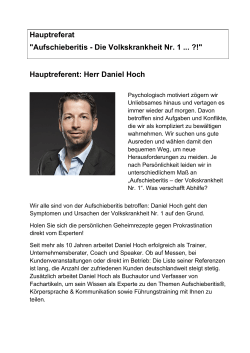 Hauptreferat "Aufschieberitis - Die Volkskrankheit Nr. 1