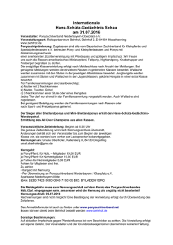 Internationale Hans-Sch&uuml;tz-Ged&auml;chtnis Schau am 31.07.2016