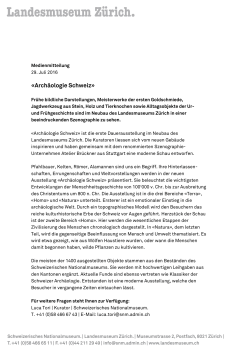 Medienmitteilung: «Archäologie Schweiz