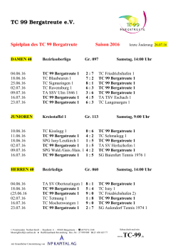 Spielplan 2016 - TC 99 Bergatreute eV