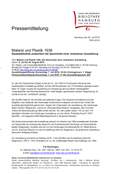 Pressemitteilung - Staats- und Universitätsbibliothek Hamburg